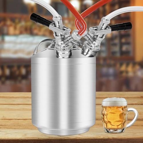 Stainless Steel Beer Line Cleaning Keg with 2 D Couplers - 2.5 Gallon 10L Kit