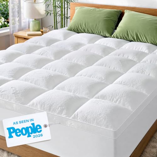 White Queen Mattress Topper with 20-Inch Deep Pocket - Extra Thick Plush Support
