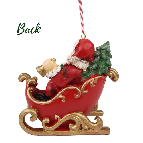 Needzo Santa¡¯s Sleigh Ornament, Festive Christmas Tree Decoration, Hand Painted Resin Materials, 3.37 Inches