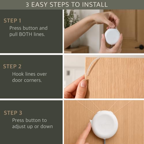 Zip 'n Hang White Door Wreath Hanger 3 Pack - Damage-Free, Adjustable, Easy Install