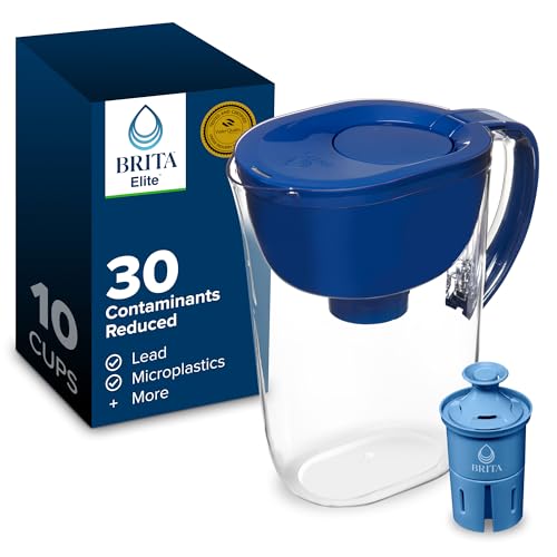 Brita 10 Cup Large Water Pitcher Dispenser with Elite Filter - Blue