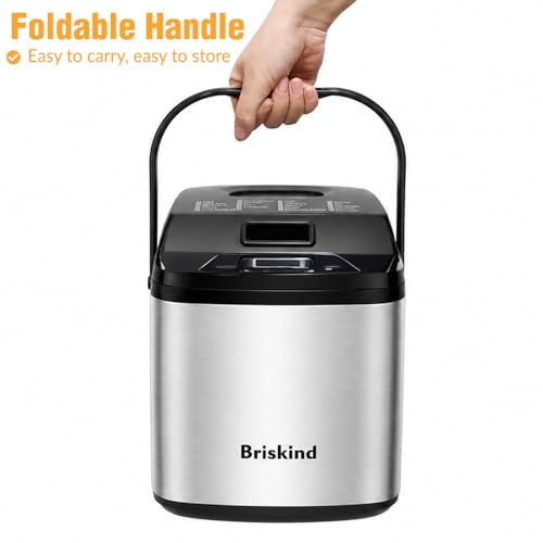 Briskind 1.5 lb Compact Bread Maker Machine with Carrying Handle - Stainless Steel, 19 Programs