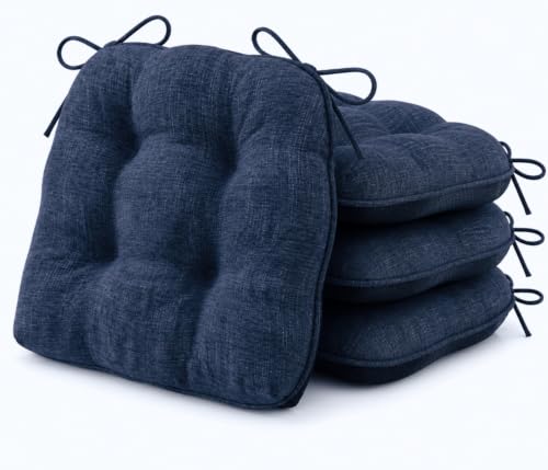 IPYNBAP Navy Chair Cushions Set of 4 15.5x15.5x4 inch Non-Slip Dining Seat Pads