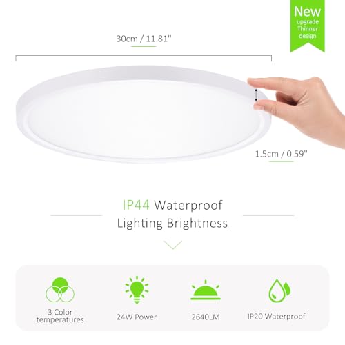 12-Inch LED Flush Mount Ceiling Light 3CCT White Ultra-Thin 4 Pack