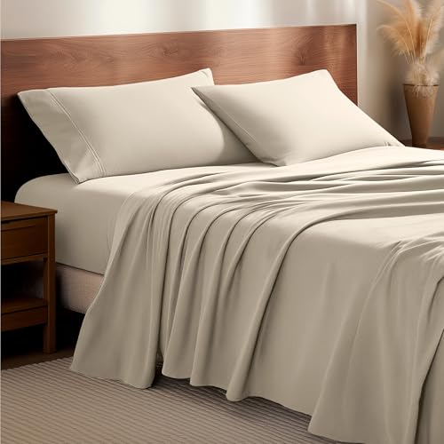Bare Home King Flannel Sheet Set - 100% Cotton, Sand, King / 08