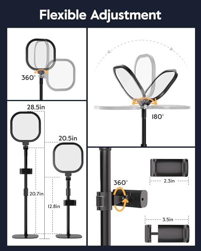 LitONES Video Conference Ring Light with Stand - 30 Modes, CRI>98, Black