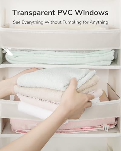 Ivory Over The Door Organizer with 6 Large & 12 Mesh Pockets, 50lbs Capacity, Bedroom & Bathroom Storage