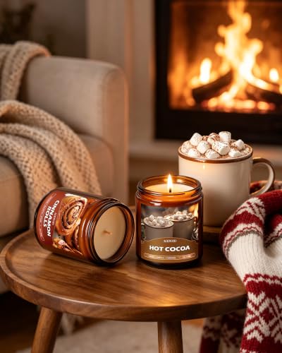 AOOVOO Winter Candles Set - 4 Pack 28 oz Scented Soy Wax Holiday Decor