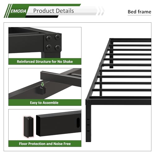 EMODA Queen Bed Frame 18 Inch Tall Heavy Duty Metal Platform with Storage