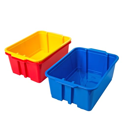 Classroom Stacking Storage Bins - Set of 6 Plastic Organizer Baskets