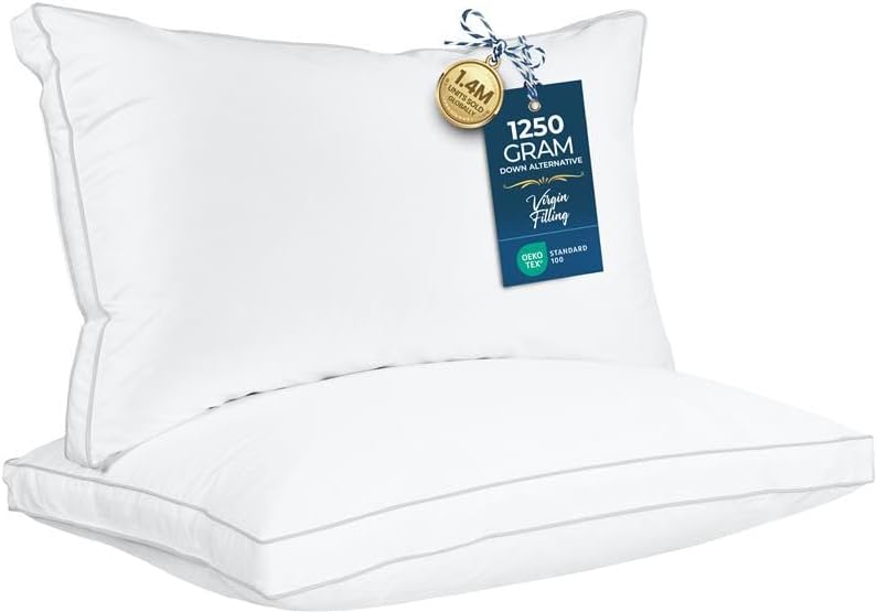 Utopia Bedding King Size Bed Pillows - Soft & Fluffy Down Alternative | Set of 2, Cooling Gusseted Design