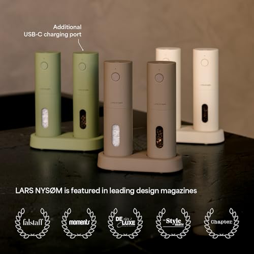 LARS NYSØM Electric Salt & Pepper Grinder Set - Taupe Brown, 2-Piece