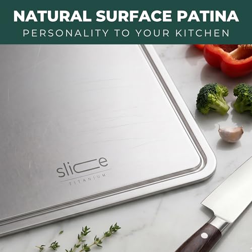 15x11 Large Titanium Cutting Board for Kitchen - Food Safe, Non-Toxic, Dishwasher Safe, Double Thickness