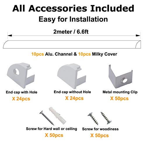 Silver LED Aluminum Channel System 10-Pack 6.6ft for Strip Light Installation