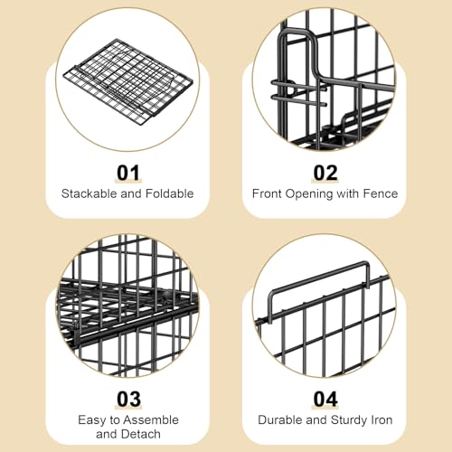 Black 4-Tier Stackable Closet Organizer Bins - Foldable Metal Storage Shelves