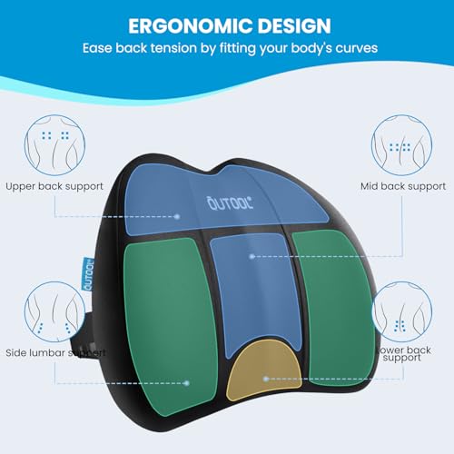 QUTOOL Lumbar Support Pillow for Office & Car Seat Pressure Relief
