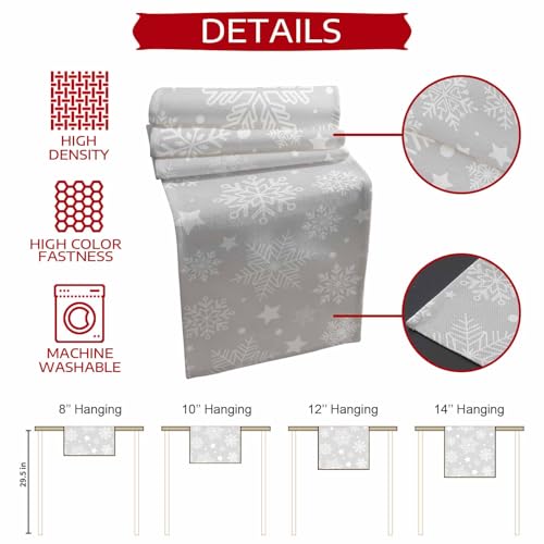 Futuregrace Christmasfge0250 Snowflake Table Runner 13x120in Winter White & Grey Holiday Decor