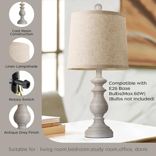 PARTPHONER Traditional Table Lamp Set of 2, Rustic Farmhouse Lamps