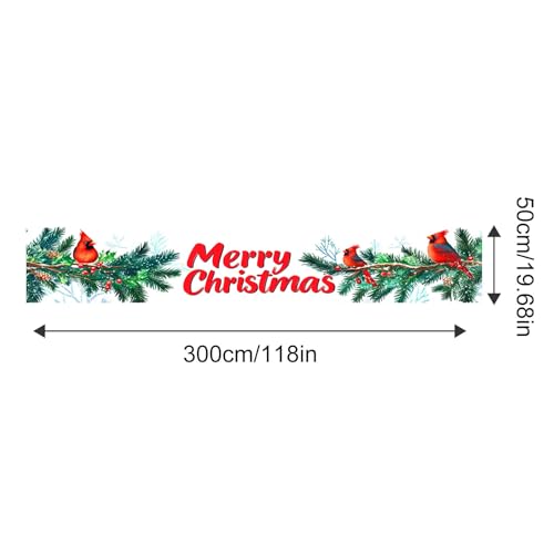 HOMETITUTE Merry Christmas Banner Cardinal Pine Decor 118 x 20 Inch - variation #9
