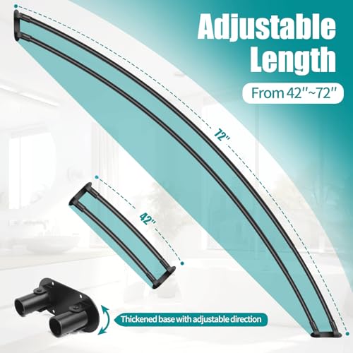 Anndason 42-72 Inch Black Double Curved Wall-Mounted Shower Curtain Rod - Adjustable Bathroom Space Saver
