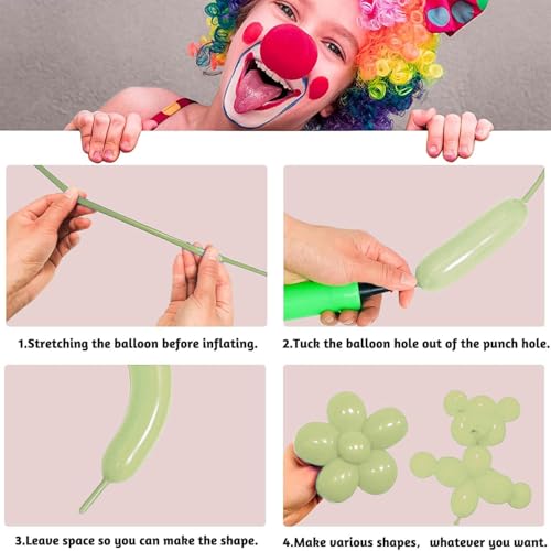 ZBYDNG Metallic Green Long Balloons Premium 260 Twisting Animals Magic Balloons for Birthday Kids Wedding Party Supply 100pcs