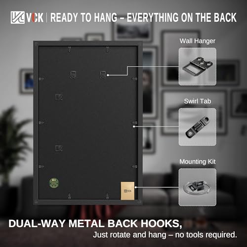 Black 24x30 Poster Frames Set of 3 - Solid Wood Wall Decor