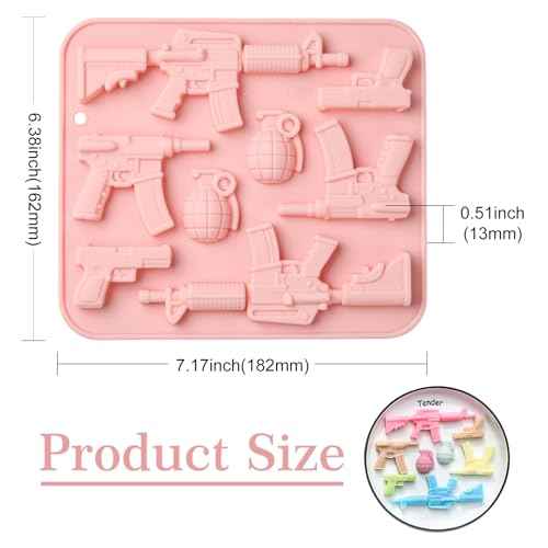 KitBeads 2Pcs Gun Silicone Molds Bullet Pistol Machine Fondant Molds for Baking Candle Crafts Party Cake Decoration Cupcake Topper