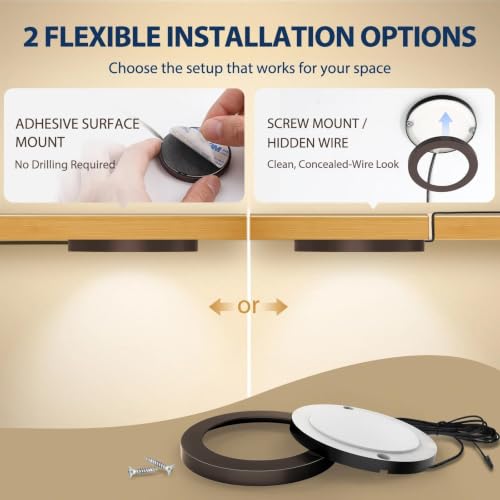 V4light Brown LED Puck Lights 8-Pack Smart Under Cabinet Lighting with Remote