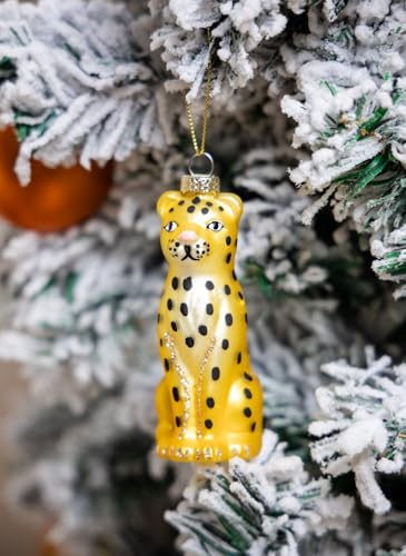 2 Count Blown Glass Leopard Christmas Ornaments for Tree