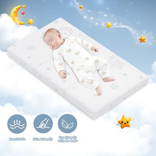 Travel Baby Mattress 38x26x3 Inches - Waterproof & Washable Pack N Play Foam