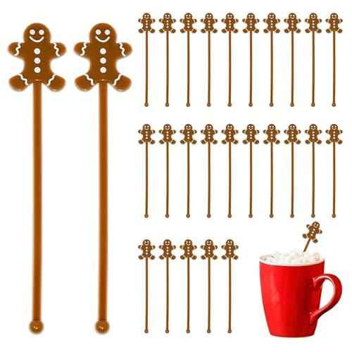 30 Pcs Christmas Drink Stirrers Stir Sticks Holiday Coffee Stirrer Plastic Swizzle Stick Coffee Hot Cocoa Bar Supplies Reusable Beverage Cocktails Mixers