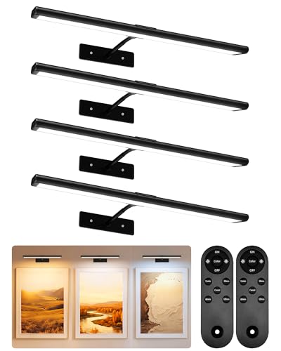 EZVALO 16-Inch Rechargeable Wireless LED Picture Light with IR Remote for Artwork - Black