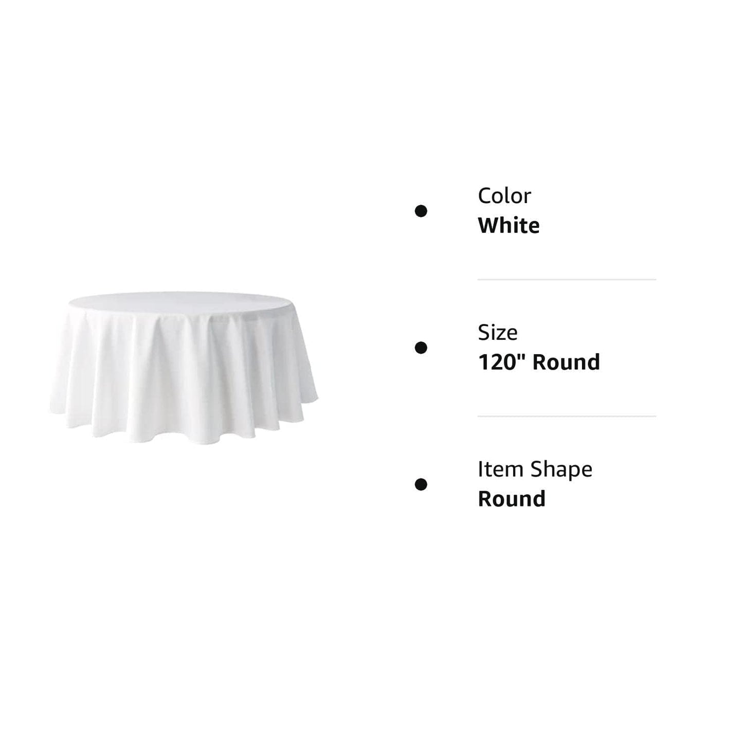 Pomp White 52" x 52" Inch Square Premium Polyester Tablecloth | Wrinkle + Stain Resistant Easy Care Fabric | Fits Square or Round Table