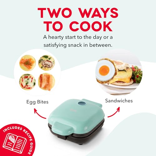 Aqua Dash Deluxe Egg Bite Maker with 1 Large & 4 Mini Silicone Cups - Electric Breakfast & Snack Maker