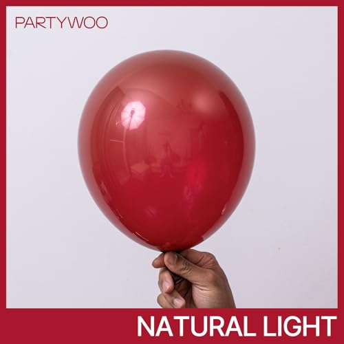 PartyWoo Burgundy Balloons 92 pcs Different Sizes Pack of 18 12 10 5 Inch Dark Red Maroon Fall Balloon Arch Kit Garland for Graduation Thanksgiving Valentine's Day Birthday Party Decorations Red-Y62