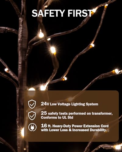 TYBEEU Star Light Tree Set 4ft, 5ft & 6ft with 600 Warm White LEDs - Indoor Outdoor Decor