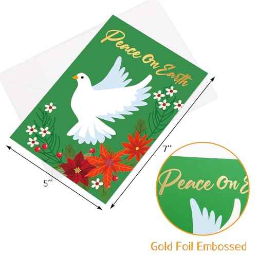 ceiba tree Christmas Cards 24pcs Peace Dove Greeting Card Christmas Note Cards with Envelopes and Stickers