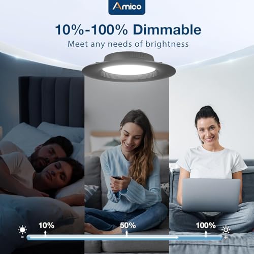 LED Recessed Lighting 6 Inch Black Retrofit Can Light - 5 Color Temp, Dimmable