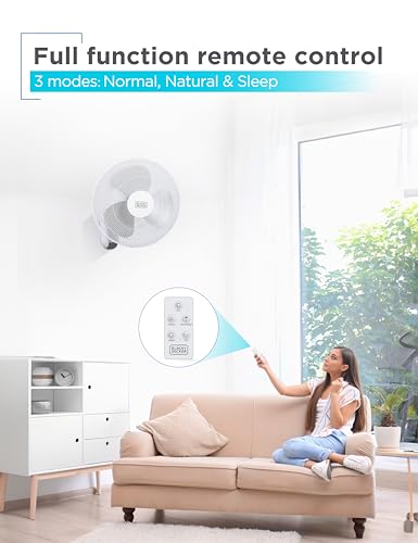 16-Inch Wall Fan with Remote Control - Oscillating, 3 Speeds, White - Variation of THIS listing