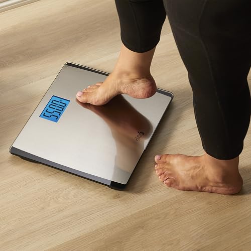 EatSmart Digital Bathroom Scale 550 lb Capacity - Large Platform, ESBS-56, Silver