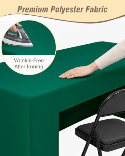 2 Pack Open Back Fitted Tablecloth for 6 Ft Table – Green, 30x72 in