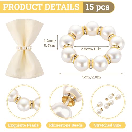 SUREAM Gold Napkin Rings Set of 15 - 2 Inch Elegant Wedding & Party Decor