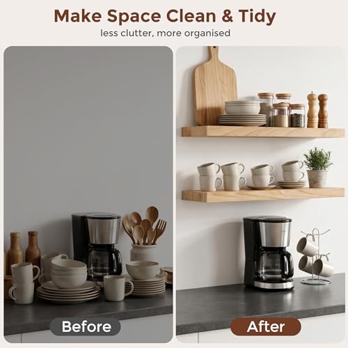 Natural Wood Floating Shelves 24 Inch Set of 2 - Wall Mount Storage