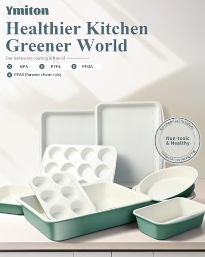 Ceramic Nonstick Baking Pans Set, Non Toxic 33 PCS Stackable Bakeware