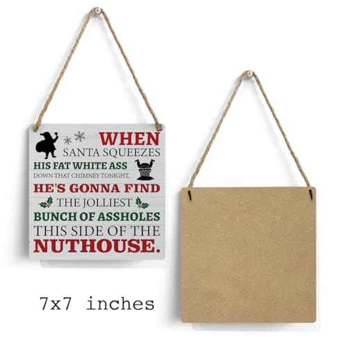 mmiishe Christmas Decor Christmas Vacation Christmas Signs Wall Art Farmhouse Wall Hanging Decor Winter House Snowflake Mistletoe Wood Sign for Festival Home Xmas Party Holiday Front Door Porch Decor