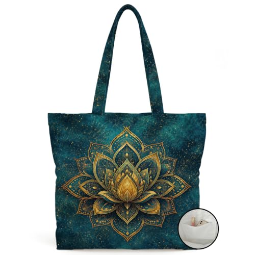 YRZGBNM Multicolor Bird Gifts Canvas Tote Bag with Zipper Inner Pocket - 16x13in Reusable Shopping