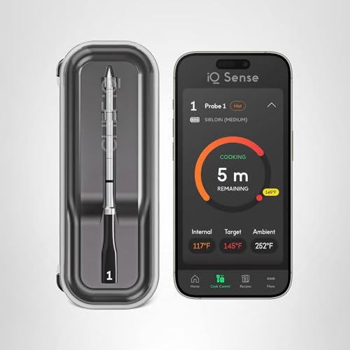 CHEF iQ Sense | Smart Wireless Meat Thermometer | Ultra-Thin Probe | WiFi Unlimited Range | 1000°F Heat Safe | 5 Sensors | BBQ, Grill, Oven, Smoker, Air Fryer | Gen3