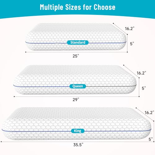 CushyOasis Memory Foam Bed Pillows Set of 2 - Standard Size, Supportive & Washable