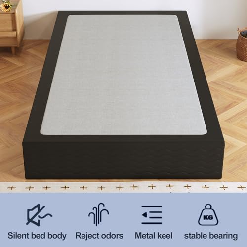10 Inch Twin Box Spring - Heavy Duty Metal Support Frame with Fabric Cover, Noise-Free, Easy Assembly