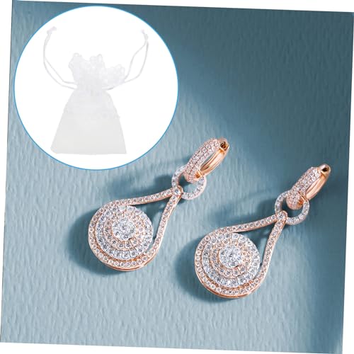 40 Pcs White Lace Drawstring Jewelry Bags Small Organza Gift Pouches for Wedding and Party